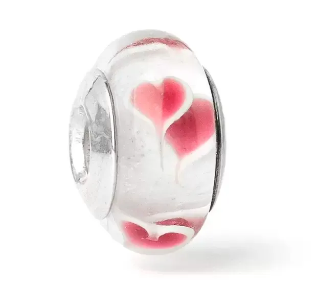 Berloque separador murano coracao vermelho – em Prata925 Imagem