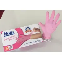 Luva de procedimento NITRÍLICA ROSA Medix - Foto 2