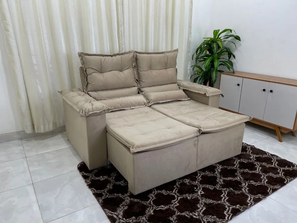 Sofá Retrátil e Reclinável Japão com espuma braço 1,80 Veludinho Oferta !