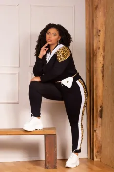 Conjunto Viscolycra Maria Francia Preto/Branco Onça Animal Print - Foto 2