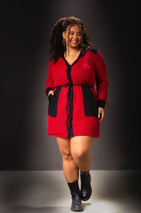 Vestido Tricô Maria Francia Vermelho/Preto Imagem