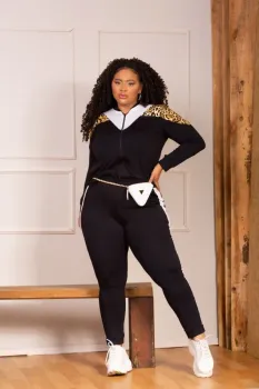 Conjunto Viscolycra Maria Francia Preto/Branco Onça Animal Print