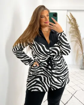 Conjunto Viscolycra Maria Francia Preto/Branco Zebra Animal Print - Foto 2