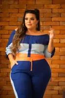 Conjunto Viscolinho Maria Francia Azul/Laranja - Foto 2