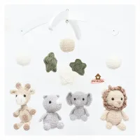 Móbile Safári  - Estrelas + Bolinhas - Leão + Elefante + Girafa + Rinoceronte - Foto 5