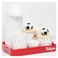Kit Higiene - Futebol - 7 peças - Poá - Bandeja Cerâmica - Foto 2