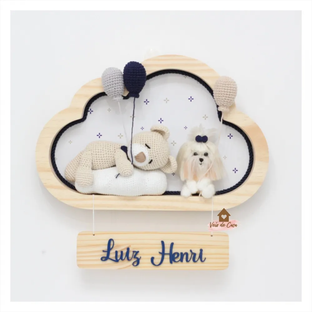 Ursinho Dormindo - Com Pet - 3 balões - Nuvem M - Porta Maternidade Imagem