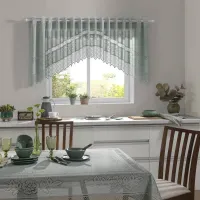 Cortina  de Renda Cozinha Cascata Color Vermelho 3,00M X 1,00M - Foto 2