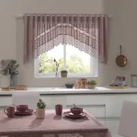 Cortina  de Renda Cozinha Cascata Color Vermelho 3,00M X 1,00M - Foto 3