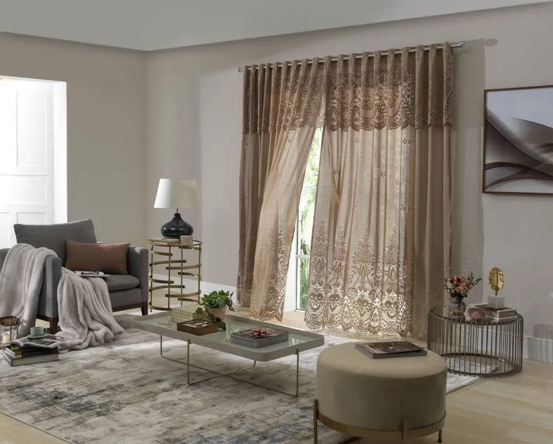 Cortina Sala Renda Classica Desert 3,00M X 1,80M X 40CM