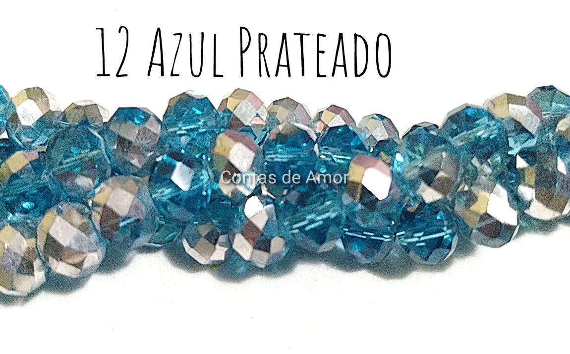 Fio de cristal Azul Prateado - 12 Imagem
