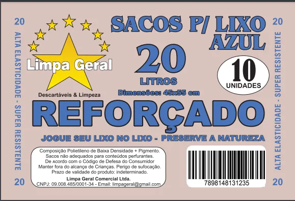 SACO LIXO LG AZUL  20 L  45X55X0,06 C/10 UNID. Imagem