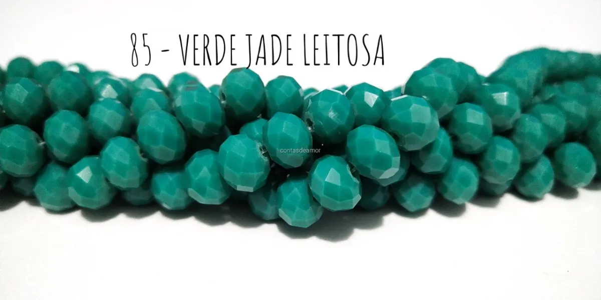 Fio de cristal Verde Jade Leitosa - 85