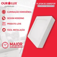 PLAFON LED SOBREPOR 18W BIV 6500K QUADRADO - Foto 3