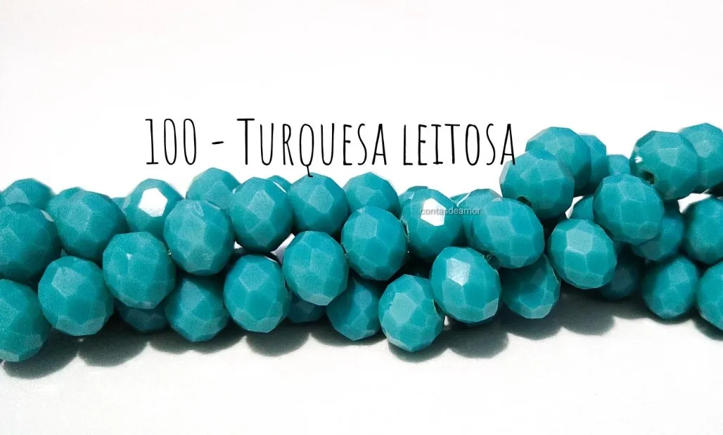 Fio de cristal Turquesa Leitosa - 100 Imagem