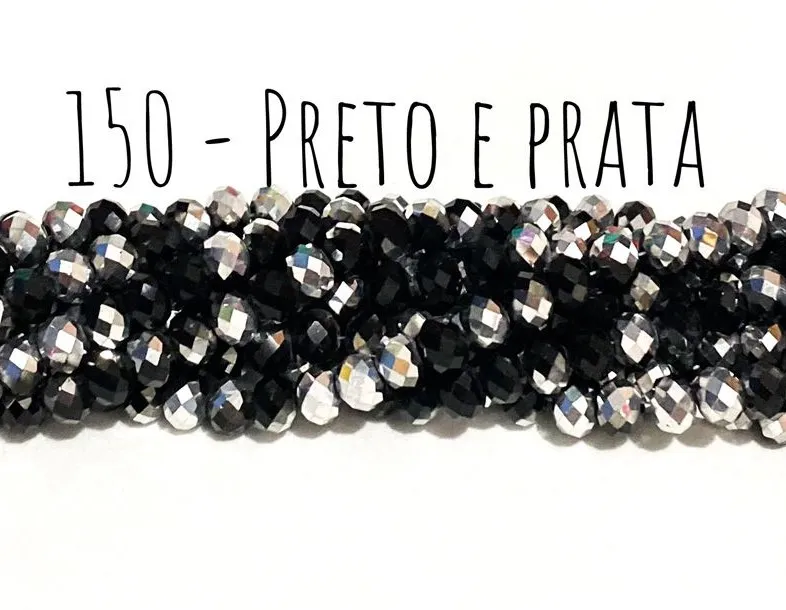 Fio de cristal Preto e Prata - 150 Imagem