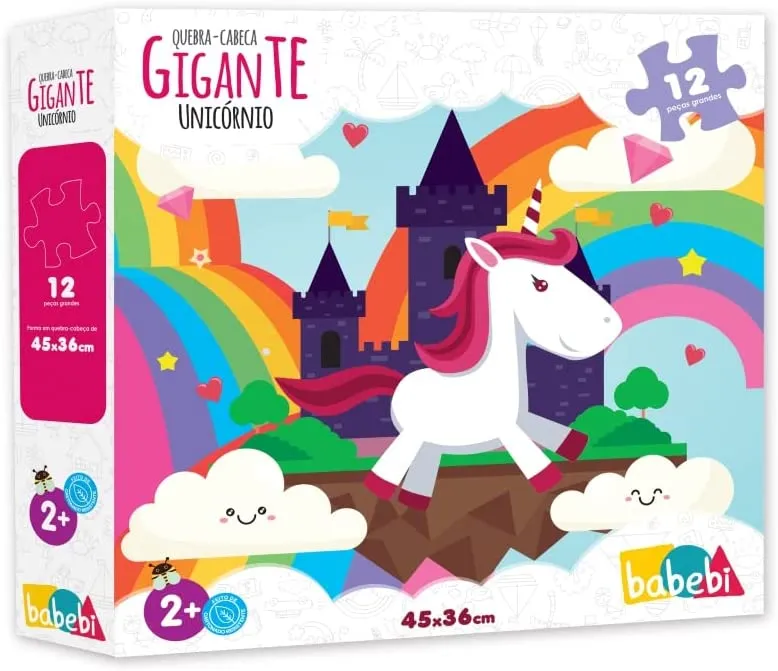 Quebra Cabeça Infantil Gigante Educativo Unicórnio 12 Peças Imagem