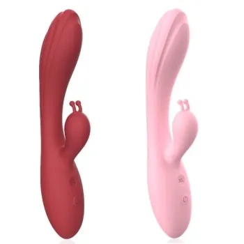 Vibrador Ponto G e Estimulador Clitoriano Formato Coelho USB - ML1236