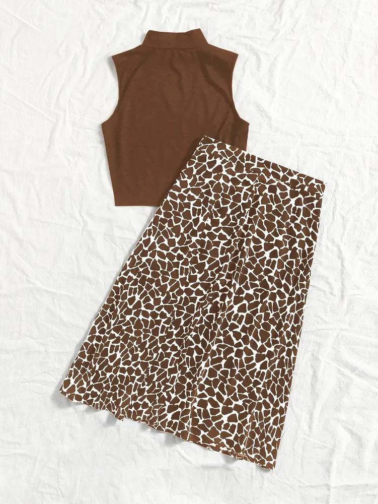 SHEIN VCAY Gráfico elegante Roupa de 2pçs Imagem