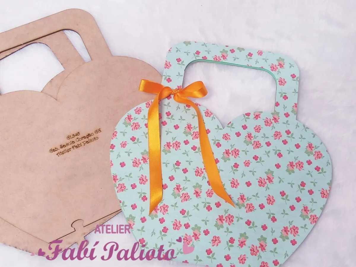 G1.345  Gabarito de Moldes em MDF Sacola Coração GG Imagem