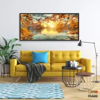 Quadro Decorativo  Nascer Do Sol 130x60 moldura preta 2x2 - Foto 3