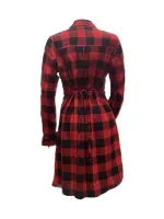 Camisa Casual de Xadrez Solta com Manga Enrolada e Botão Único para Mulheres - Foto 2