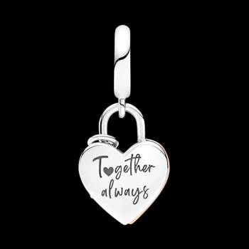 Berloque pendente duplo cadeado de coracao – Inspiração Pandora - Foto 2