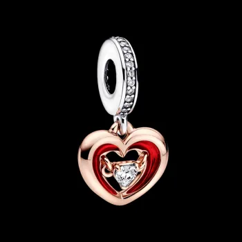 Berloque pendente coracao radiante dois tons – em Prata925