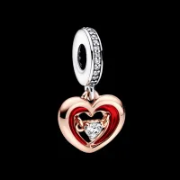 Berloque pendente coracao radiante dois tons – Inspiração Pandora