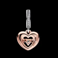 Berloque pendente coracao radiante dois tons – Inspiração Pandora - Foto 2