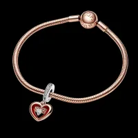 Berloque pendente coracao radiante dois tons – Inspiração Pandora - Foto 3