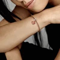 Berloque pendente coracao radiante dois tons – Inspiração Pandora - Foto 4