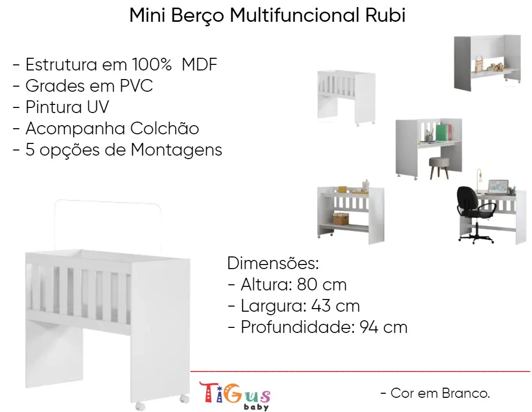 Mini Berço Multifuncional Rubi
