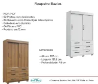Roupeiro Búzios 2 portas e 6 gavetas 1,21 rud rack - Foto 2