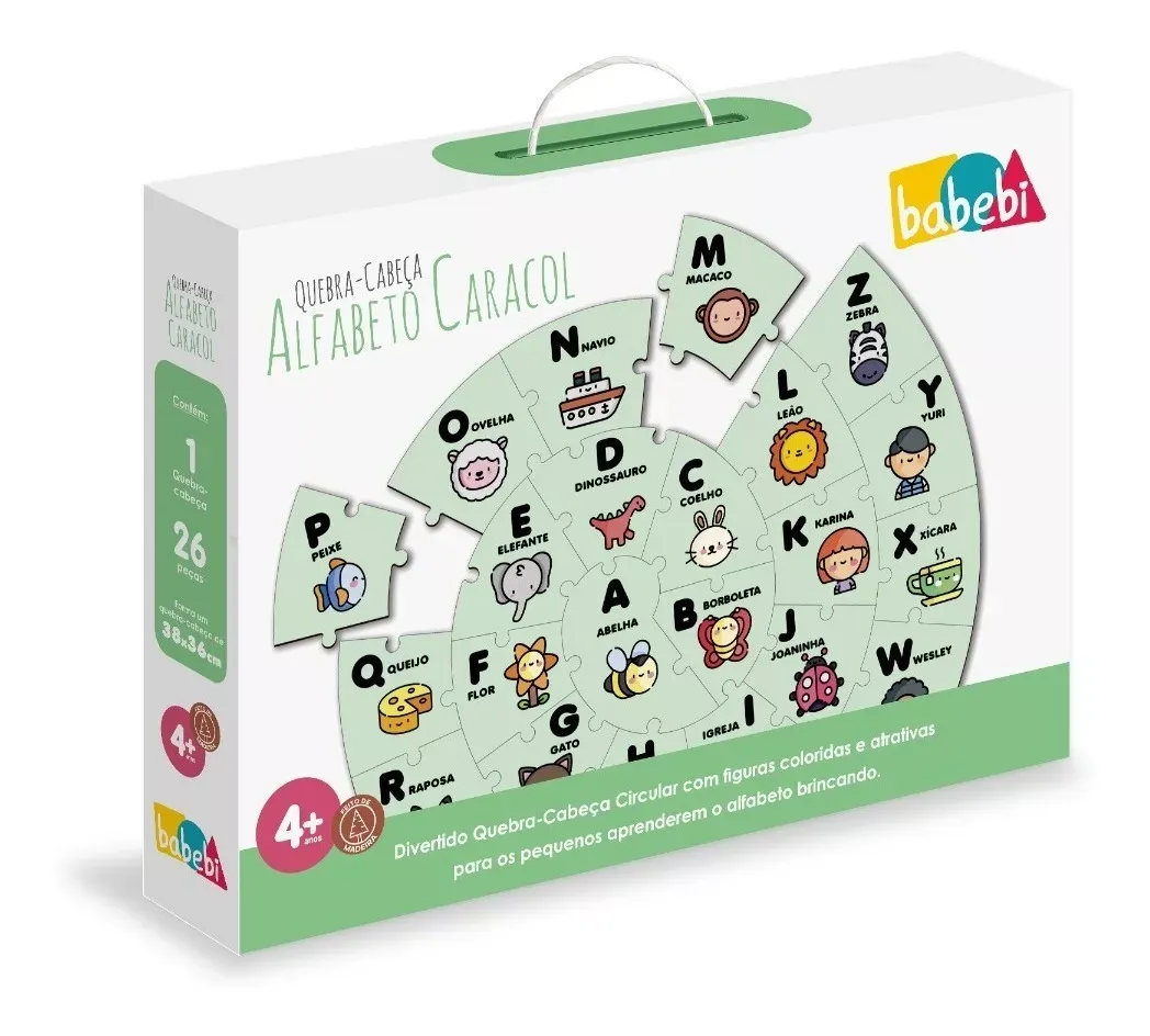 Quebra-cabeça Alfabeto Caracol Letras Imagem
