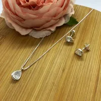 Conjunto de Prata 950 - Gota Branco  - CJT202 - Foto 2