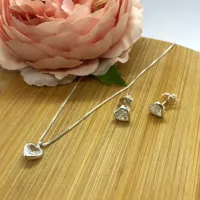 Conjunto de Prata 950 - Coração Branco  - CJT201 - Foto 2