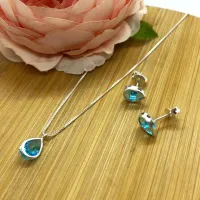 Conjunto de Prata 950 - Gota Azul - CJT202