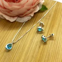 Conjunto de Prata 950 - Gota Azul - CJT202 - Foto 2