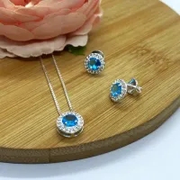 Conjunto de Prata 950 -  Redondo Azul - CJT301