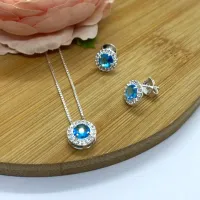 Conjunto de Prata 950 -  Redondo Azul - CJT301 - Foto 2
