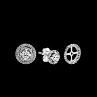 Brincos Petit Zirconia de Halo Duplo – Inspiração Pandora - Foto 2
