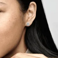Brincos Petit Zirconia de Halo Duplo – Inspiração Pandora - Foto 3