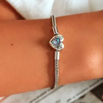 Bracelete maleável coracao pedra da lua – Inspiração Pandora - Foto 2
