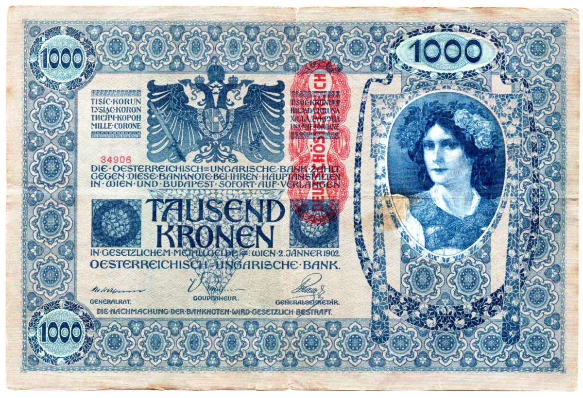 Áustria - 1.000 Kronen (DEUTSCHÖSTERREICH - Áustria Alemã) - Cédula Estrangeira - MBC