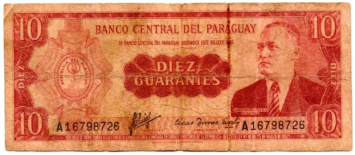 Paraguai - 10 Guaranies - Cédula Estrangeira - R