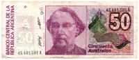 Argentina - 50 Australes - Cédula Estrangeira - MBC