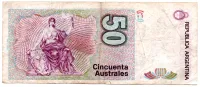 Argentina - 50 Australes - Cédula Estrangeira - MBC - Foto 2