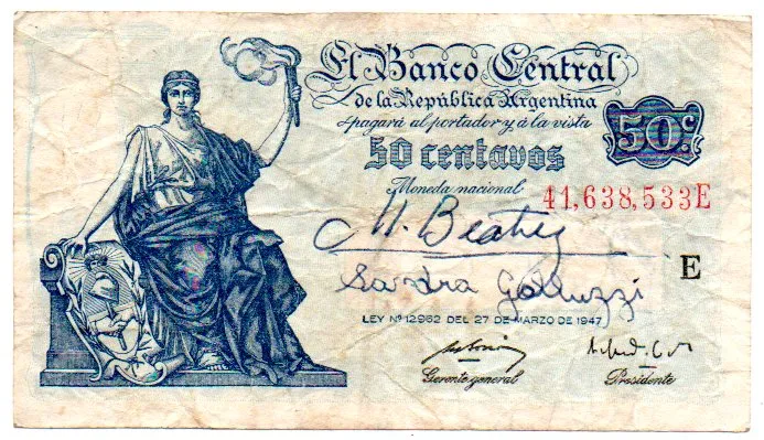 Argentina - 50 Centavos - Cédula Estrangeira - UTG (Rasuras)