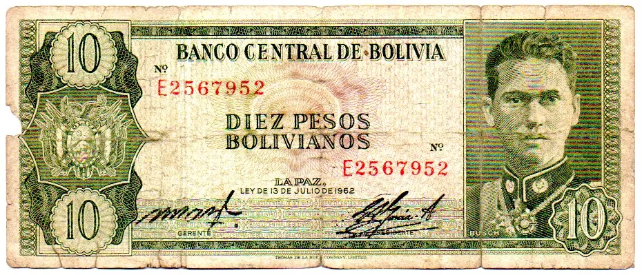 Bolívia - 10 Pesos - Cédula Estrangeira - UTG
